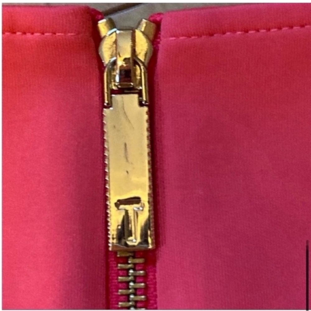 Ted Baker Coral sleeveless skater style dress exposed back gold zipper size 8-10 - Picture 11 of 13